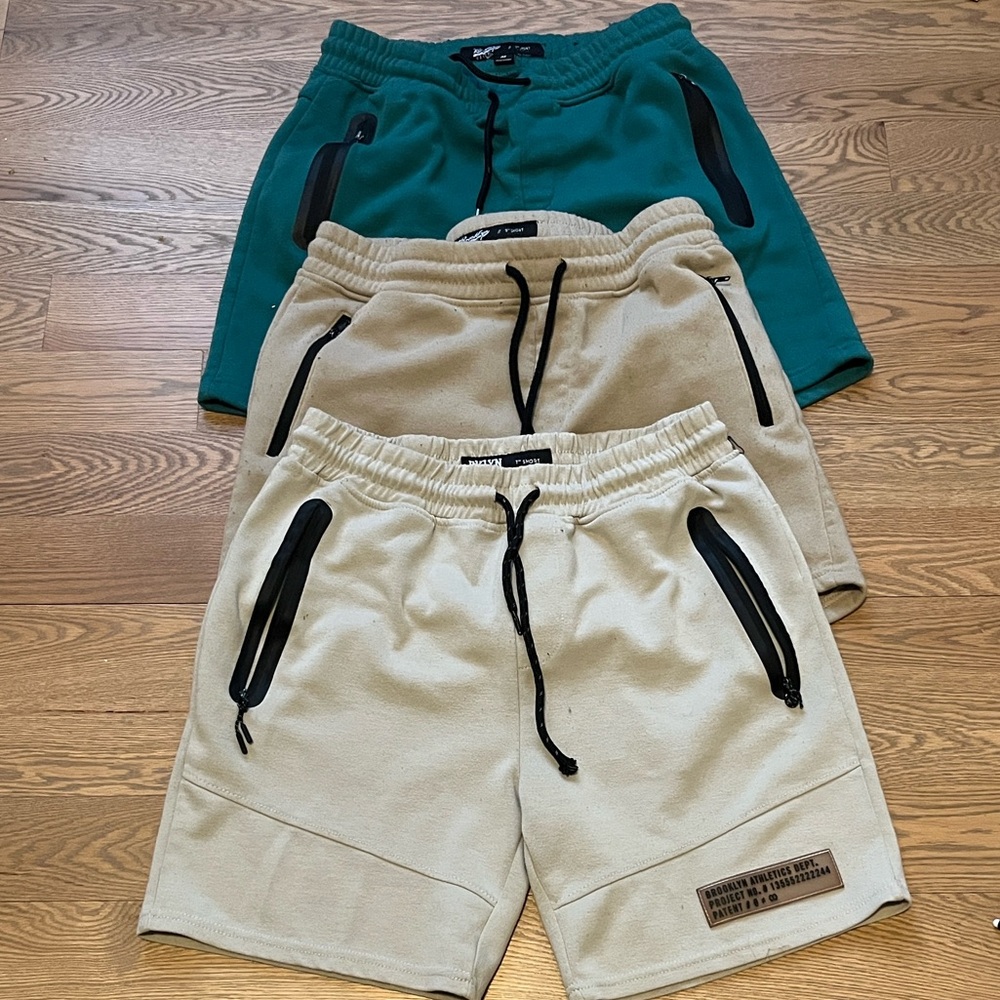 Men's Athletic Shorts - Teal and Beige
